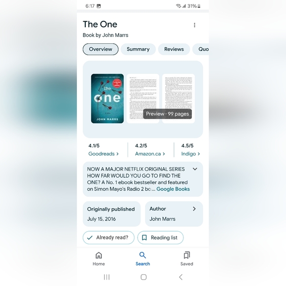 *2 for $25* The One, Paperback novel by John Marrs - Picture 2 of 5